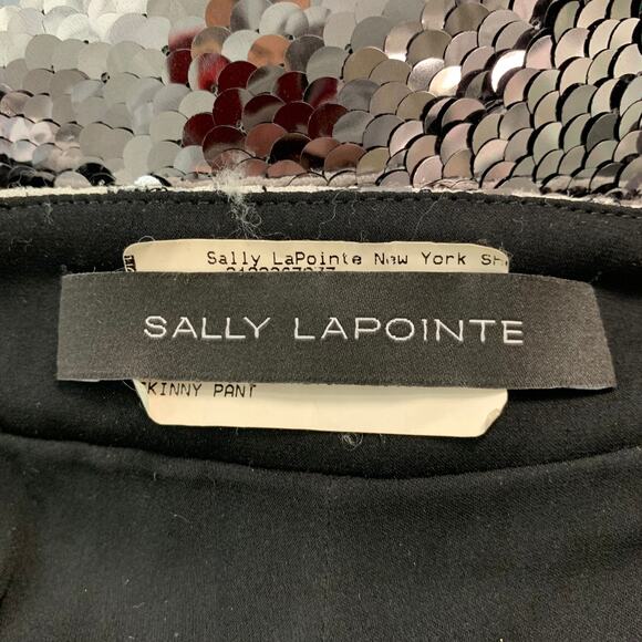 SALLY LAPOINTE Size M Silver Sequined Dress Pants - Picture 5 of 6